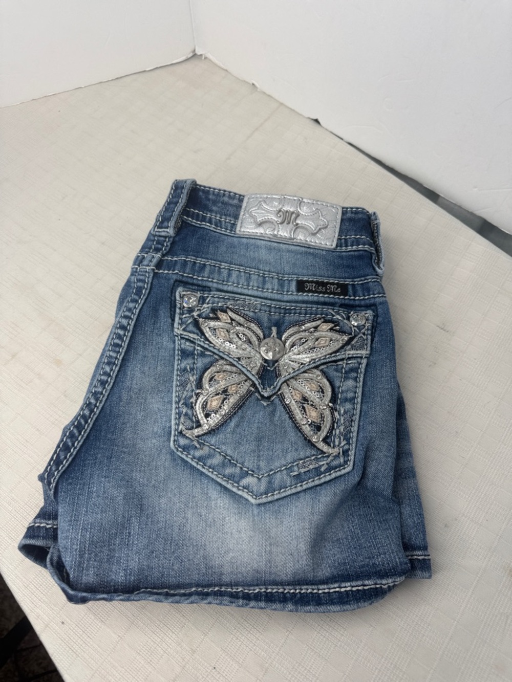 Miss Me butterfly embellished Denim Shorts - Picture 7 of 7